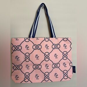 Estée Lauder Tote Reusable Bag, Lined, Foldable, Nautical Style, Handles